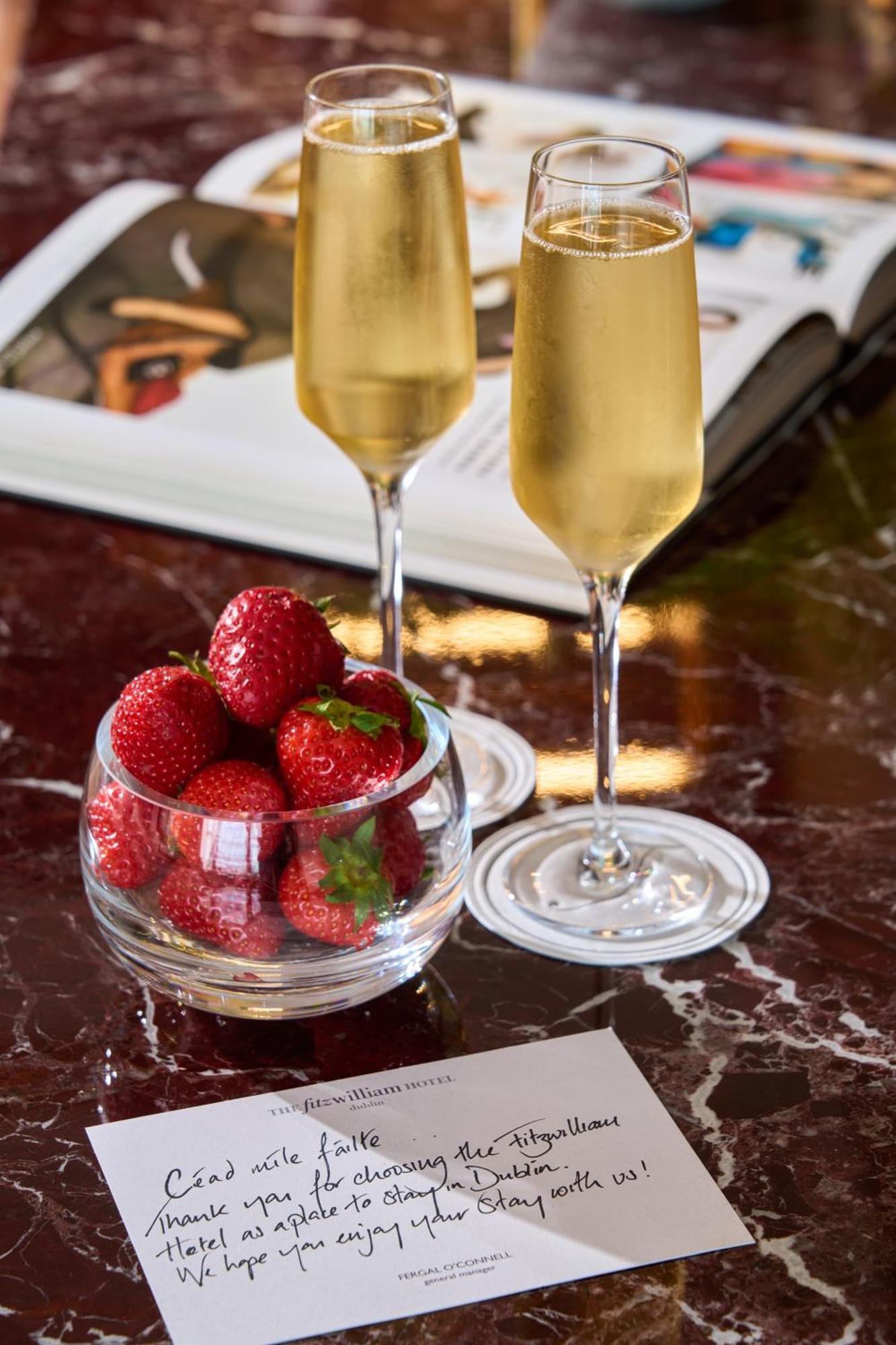 The Fitzwilliam Hotel Dublin Exterior photo Champagne and strawberries